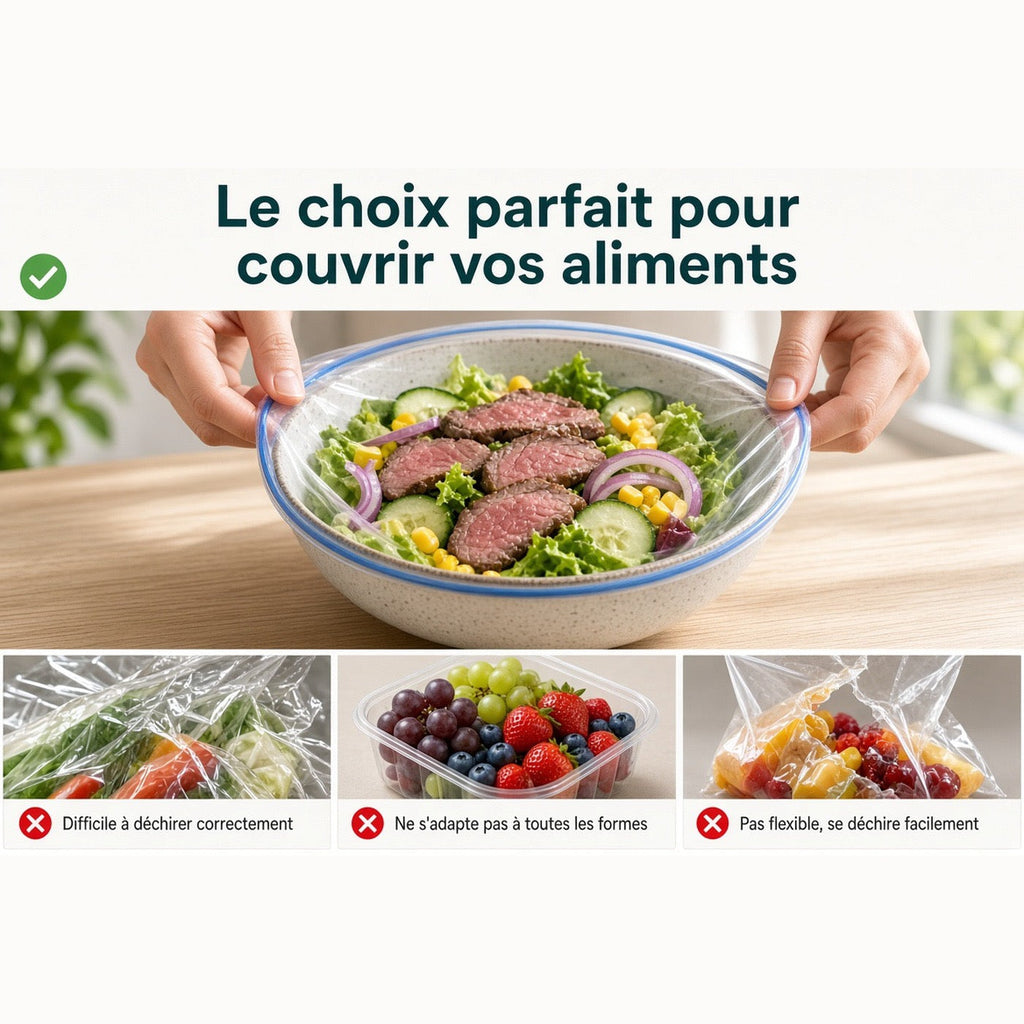 Salade couverte d'une housse élastique